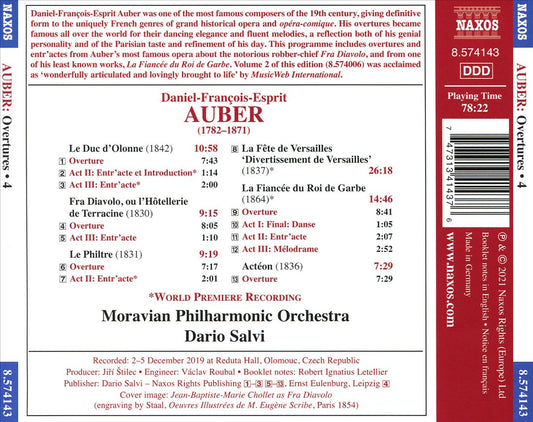 Daniel-François-Esprit Auber: Overtures, Vol. 4 cover art