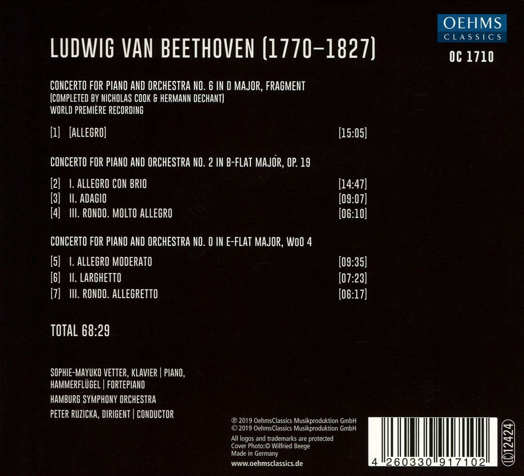Ludwig van Beethoven: Piano Concertos No. 0, No. 2, No. 6 cover art