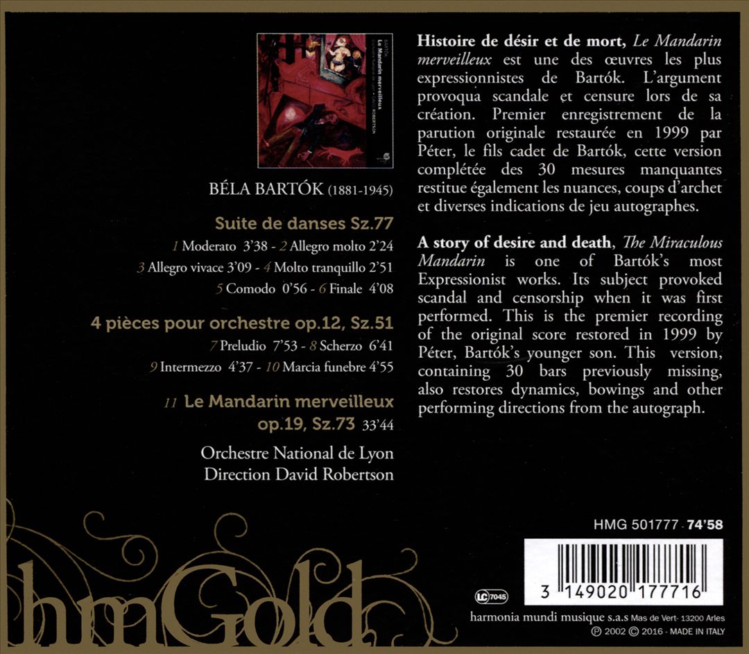 Bartók: Le Mandarin Merveilleux cover art