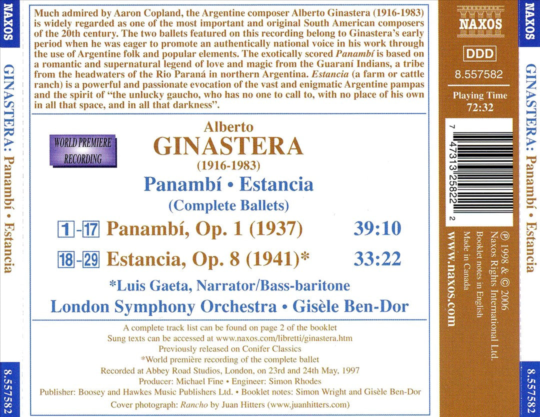 Ginastera: Panambí; Estancia cover art