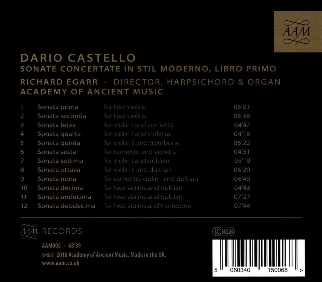 Dario Castello: Sonata Concertate in Stil Moderno, Libro Primo cover art