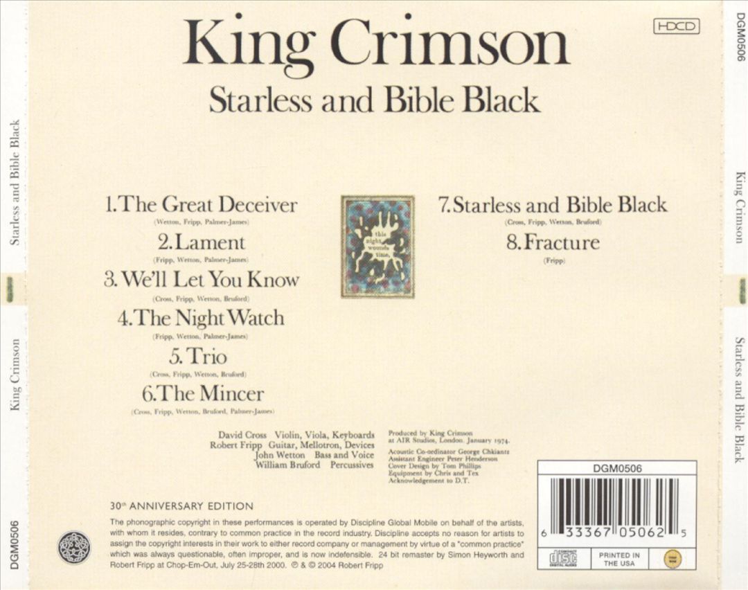 Starless and Bible Black [30th Anniversary Edition] cover art