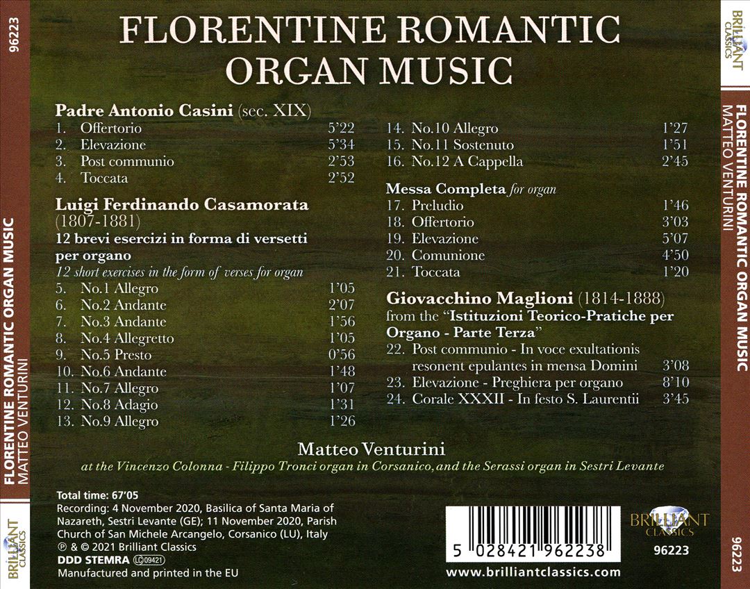 Florentine Romantic Organ: Casini, Casamorata, Maglioni cover art