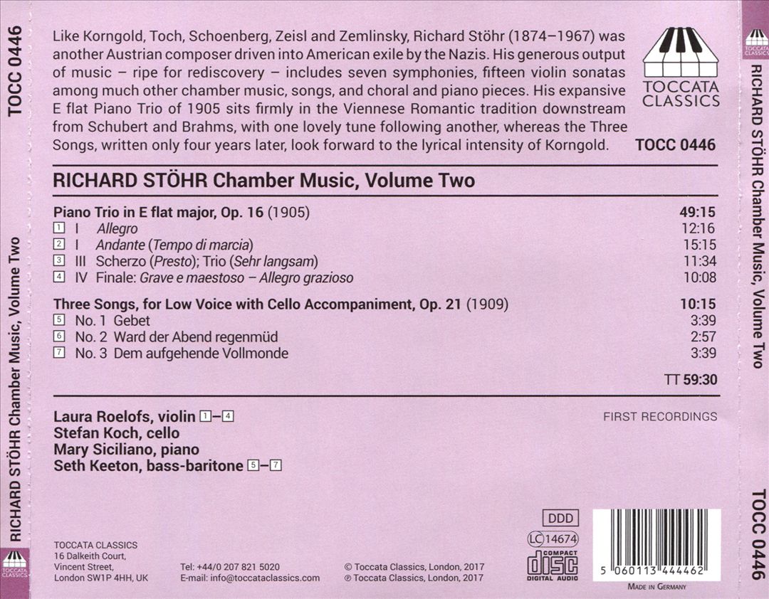 Richard Stöhr: Chamber Music, Vol. 2 cover art