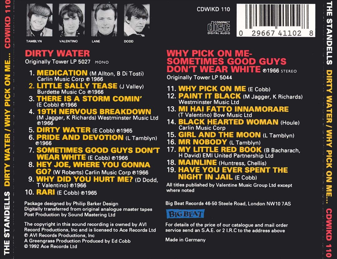 Dirty Water/Why Pick on Me cover art