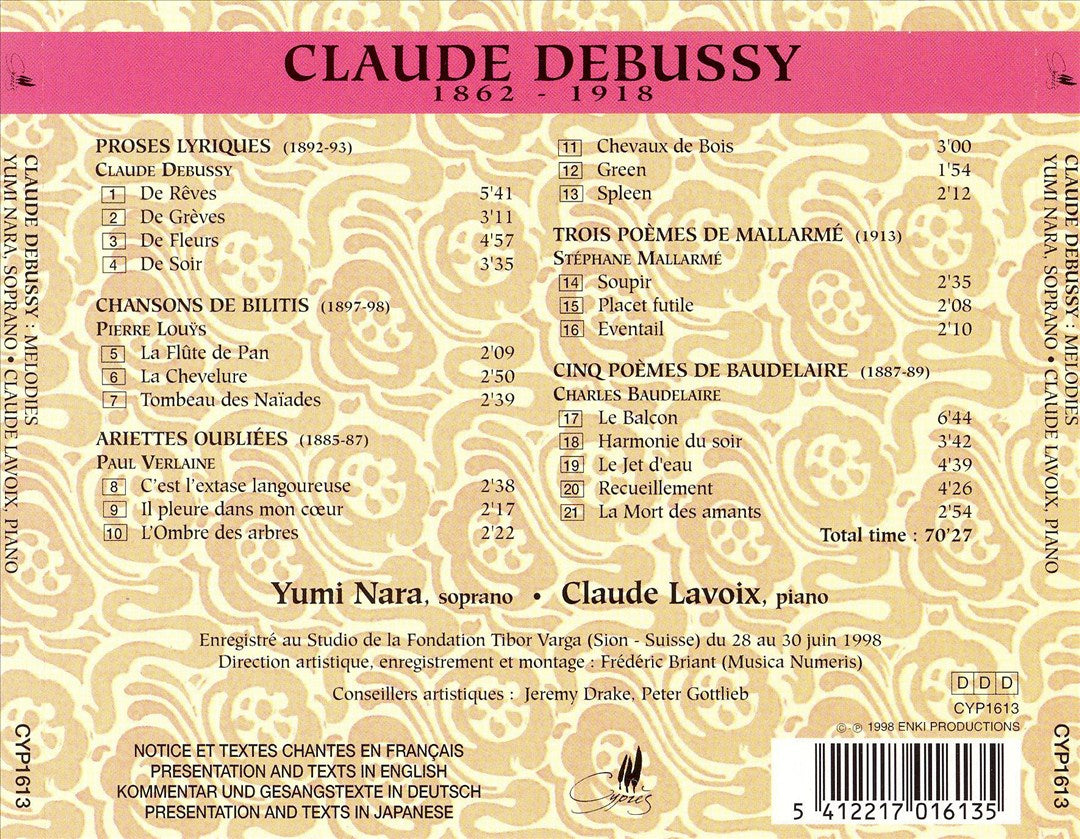Claude Debussy: Melodies cover art