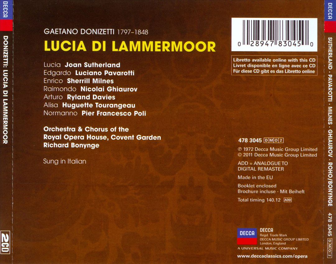 Donizetti: Lucia di Lammermoor cover art