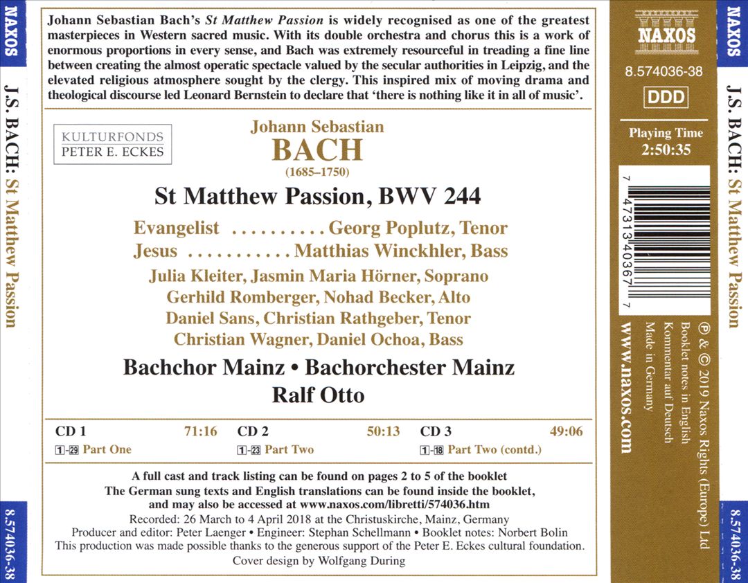 Bach: St Matthew Passion cover art