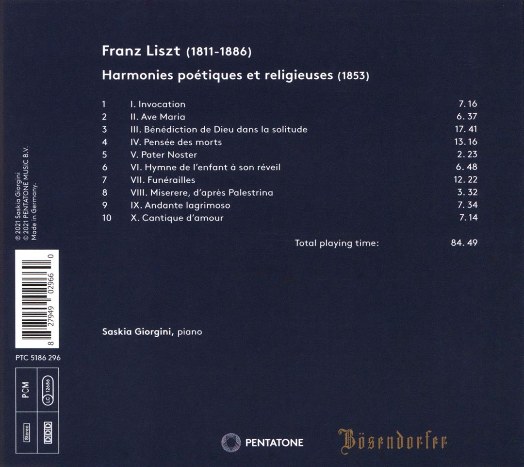 Liszt: Harmonies poétiques et religieuses cover art