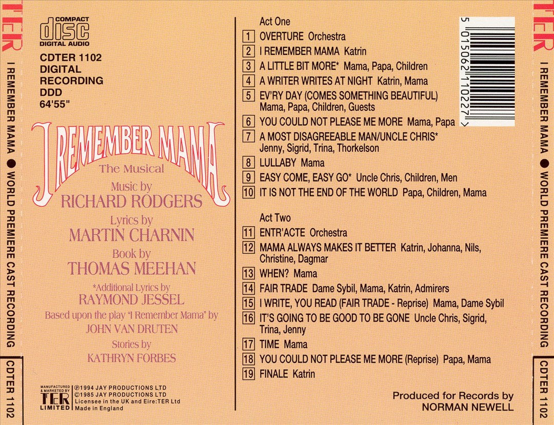 I Remember Mama [Original Cast] cover art