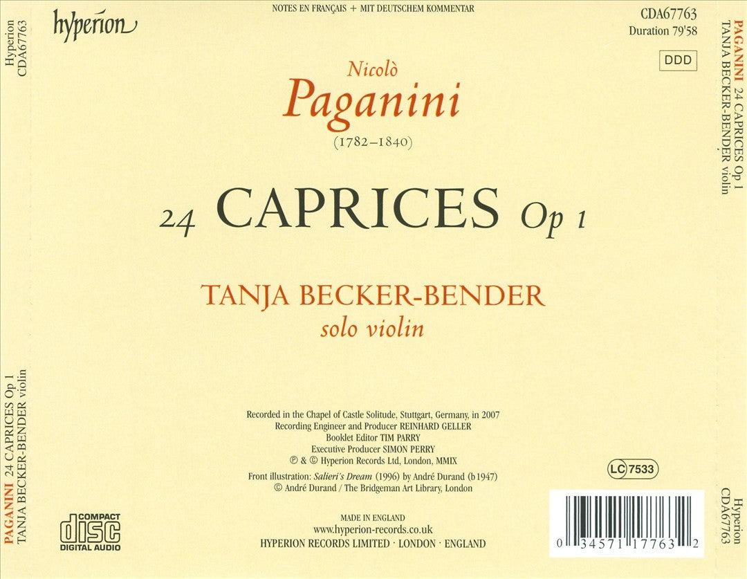 Paganini: 24 Caprices for Solo Violin cover art