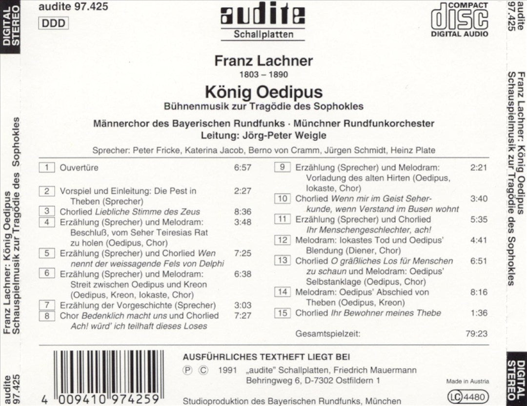 Franz Lachner: König Oedipus cover art