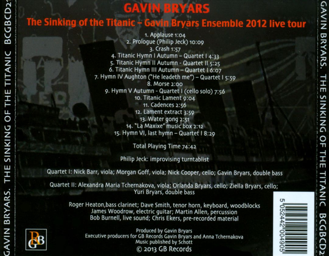 Gavin Bryars: The Sinking of the Titanic cover art