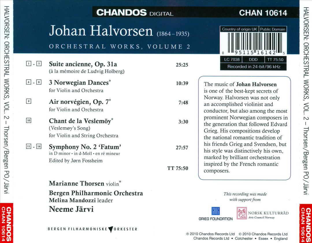 Johan Halvorsen: Orchestral Works, Vol. 2 cover art