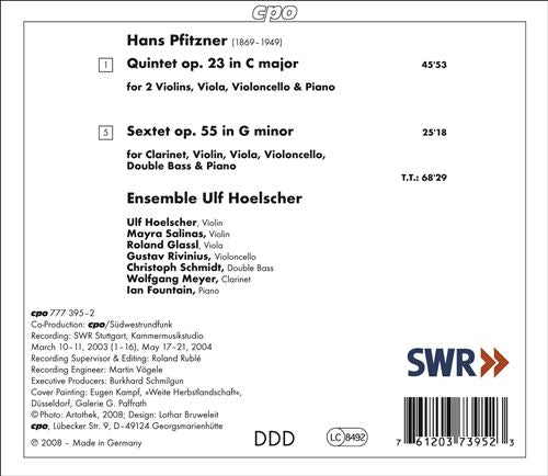 Hans Pfitzner: Piano Quintet; Sextet cover art