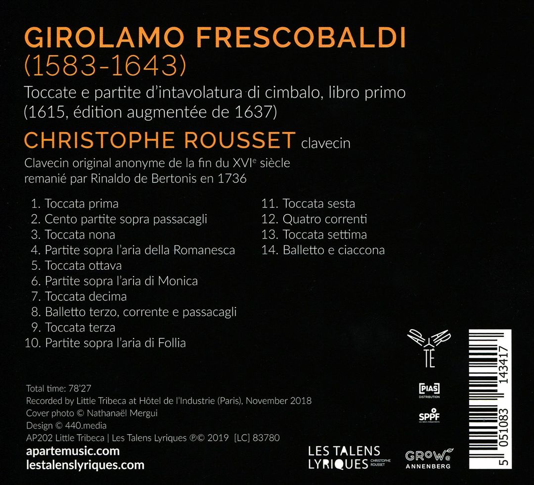 Frescobaldi: Toccate e partite d’intavolatura di cimbalo, libro primo cover art