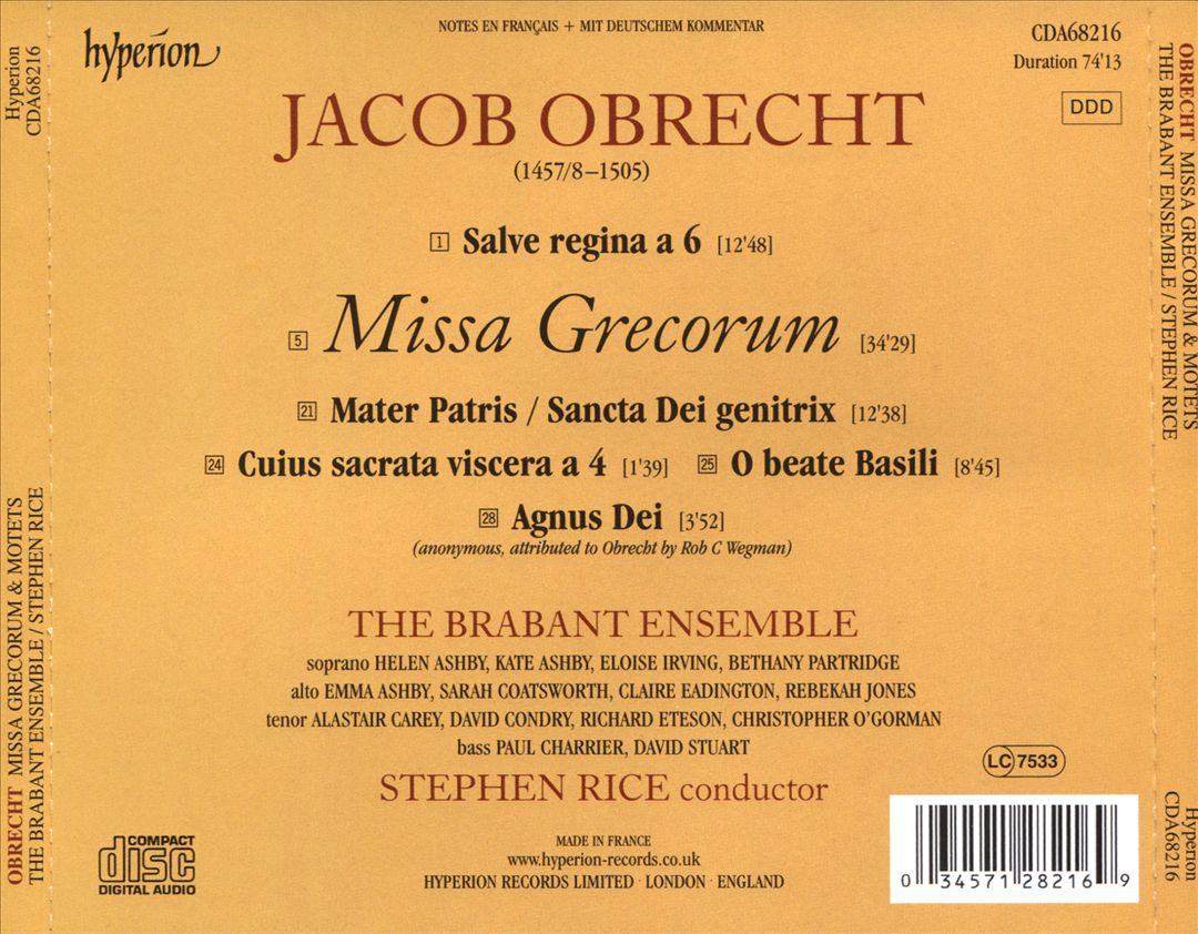 Jacob Obrecht: Missa Grecorum & Motets cover art