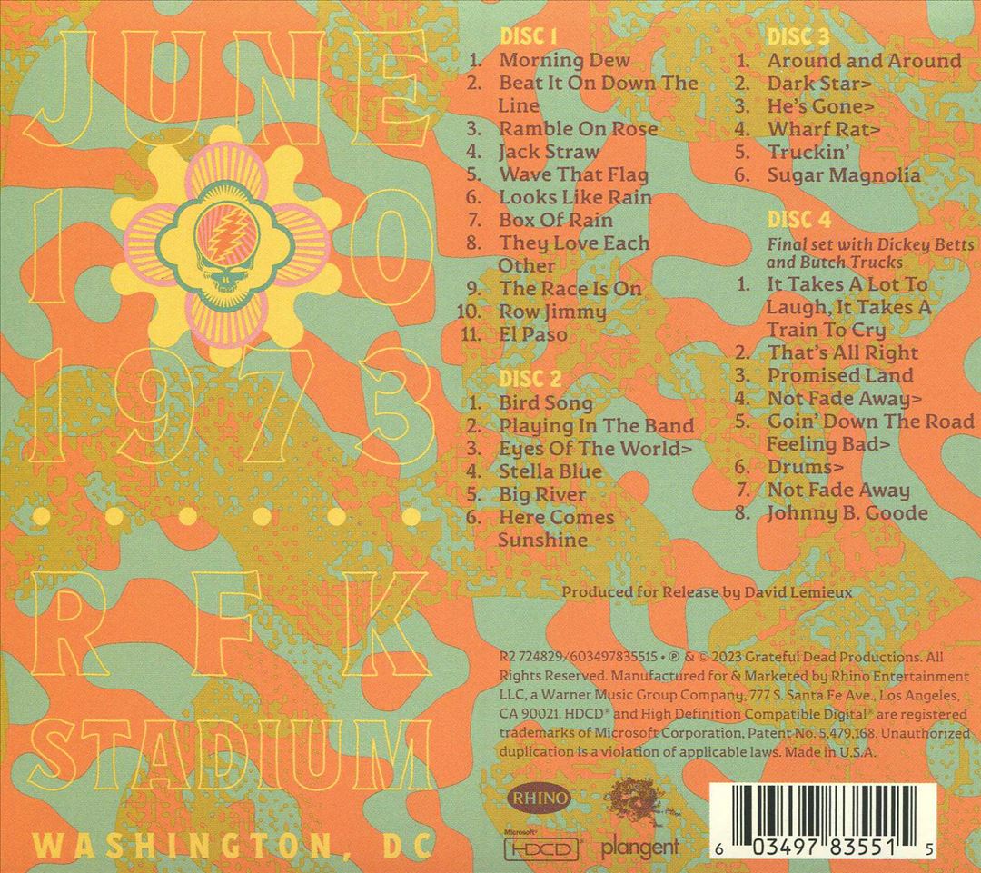 RFK Stadium, Washington, DC 6/10/73 cover art