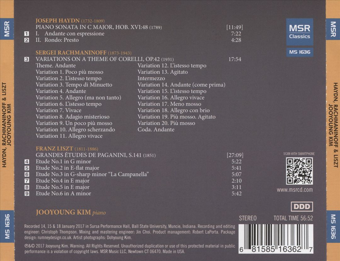Haydn: Piano Sonata in C major; Rachmaninoff: Corelli Variations; Liszt: Paganini Etudes cover art