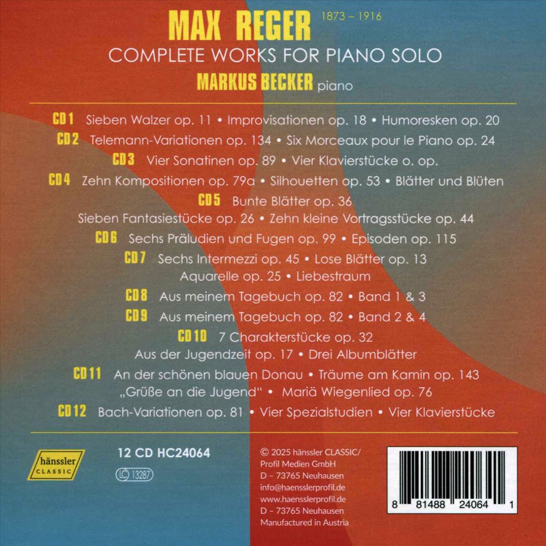 Max Reger: Complete Works for Piano Solo cover art