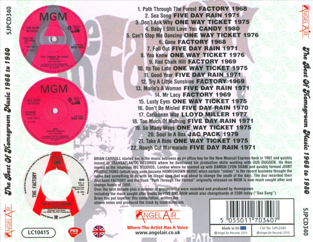Best of Homegrown Music 1968 to 1980 cover art