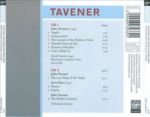 Tavener: Thunder Entered Her; The Last Sleep of the Virgin; The Hidden Treasure cover art