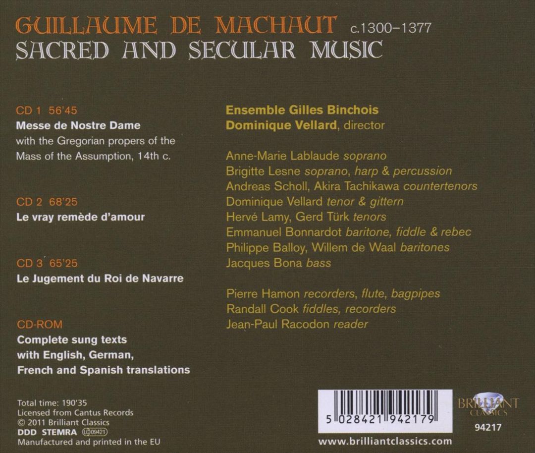 Guillaume de Machaut: Sacred and Secular Music; Messe de Nostre Dame cover art