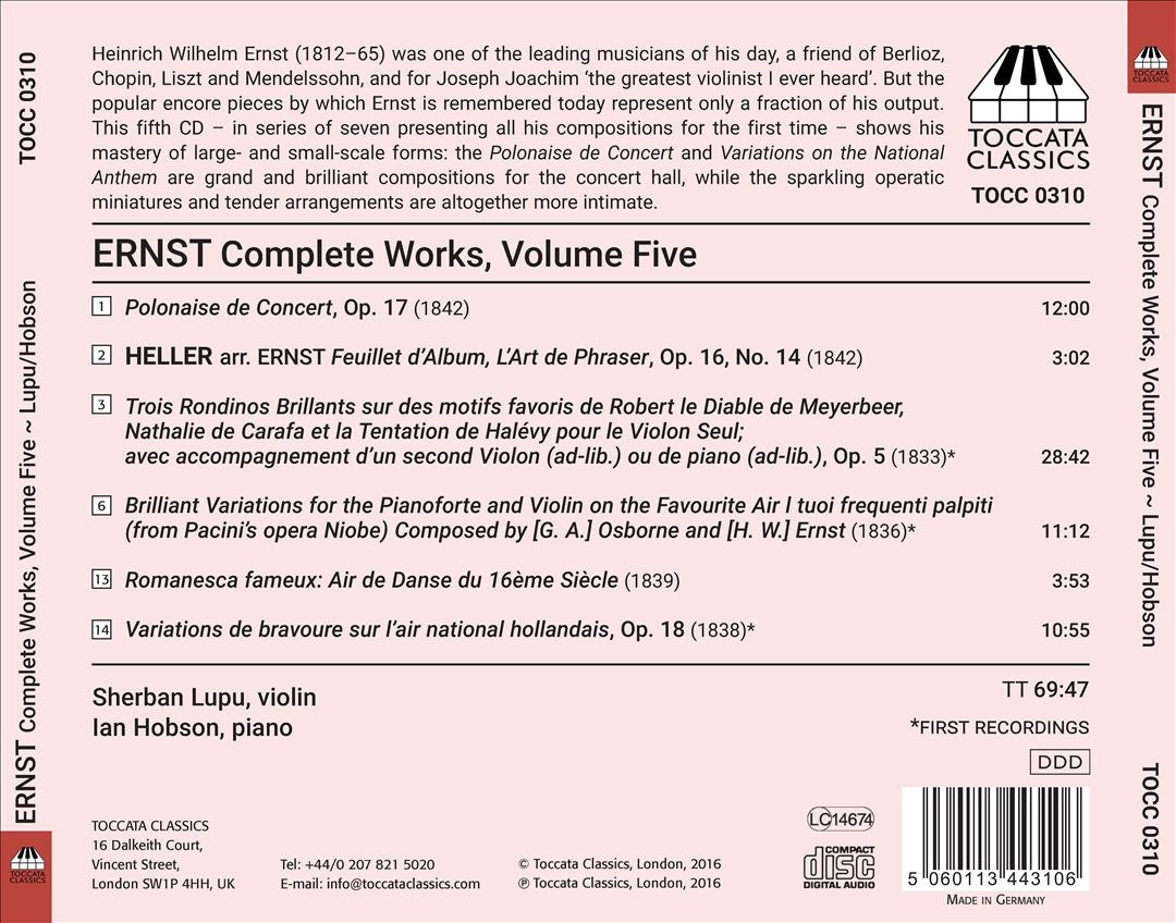 Heinrich Wilhelm Ernst: Complete Works, Vol. 5 cover art
