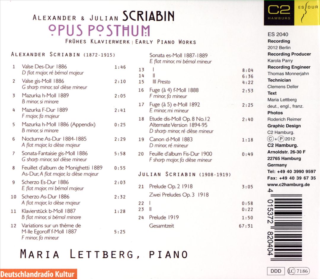 Alexander & Julian Scriabin: Opus Posthum cover art