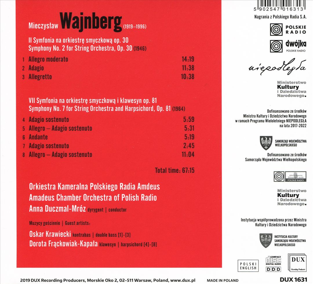 Wajnberg: Symphony No.2, Op. 30; Symphony No.7, Op. 81 cover art