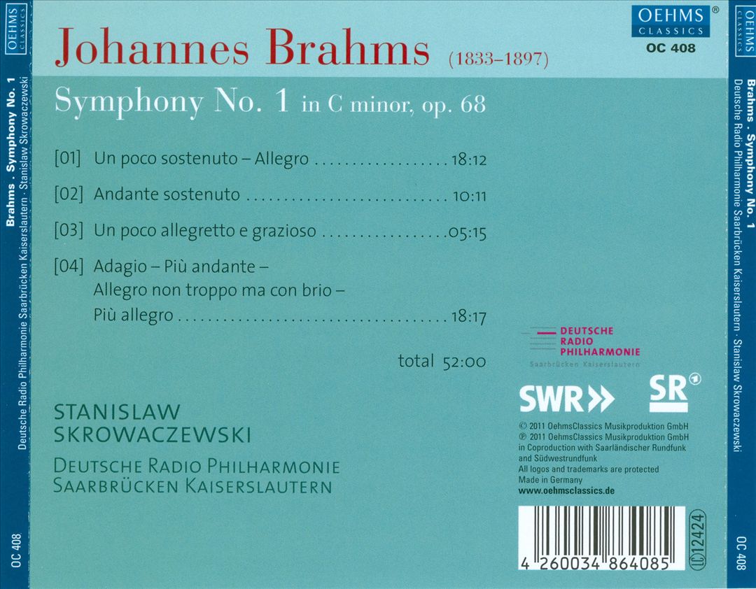 Brahms: Symphony No. 1 cover art