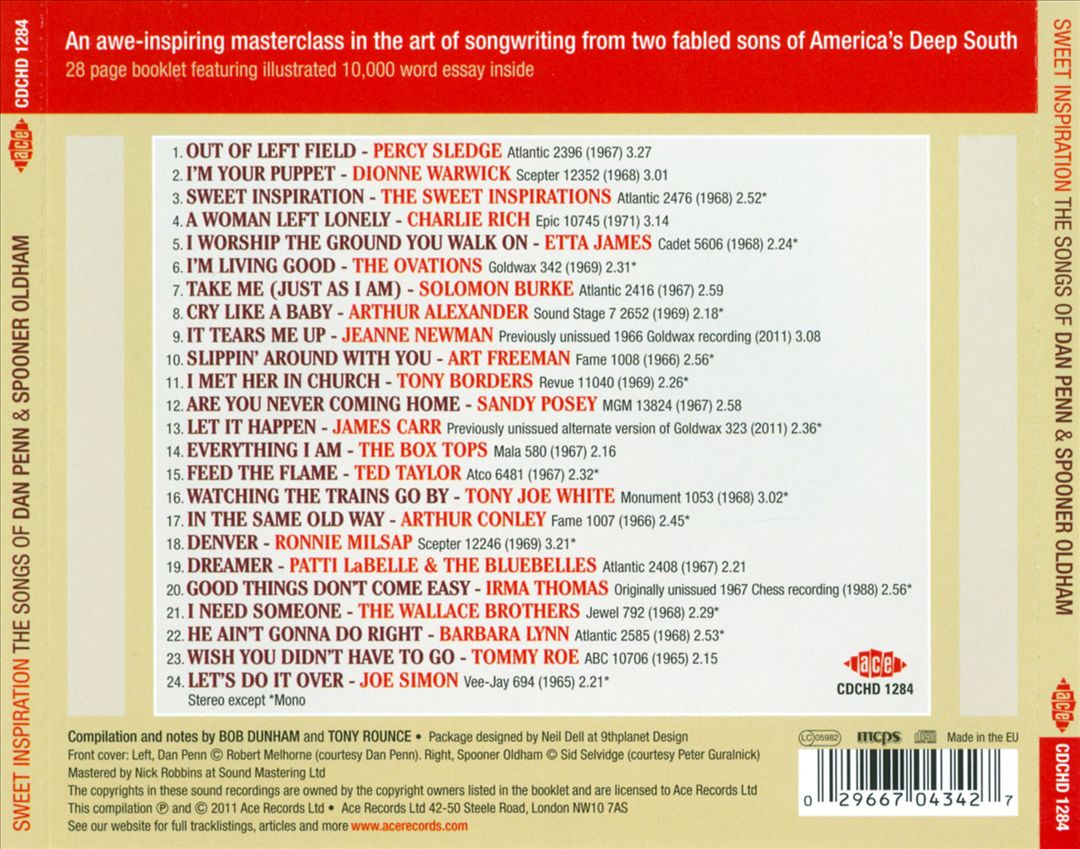 Sweet Inspiration: The Songs of Dan Penn & Spooner Oldham cover art