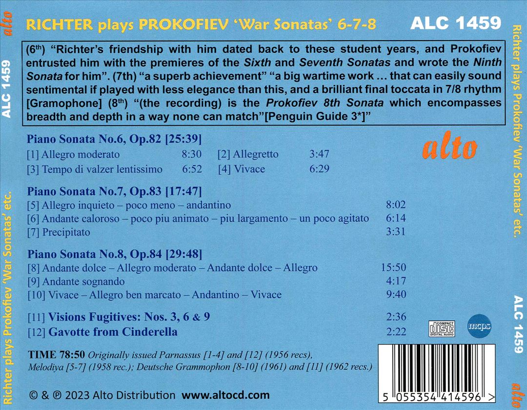 Sviatoslav Richter plays Prokofiev: War Sonatas Nos. 6, 7, 8; Visions Fugitives; Gavotte cover art