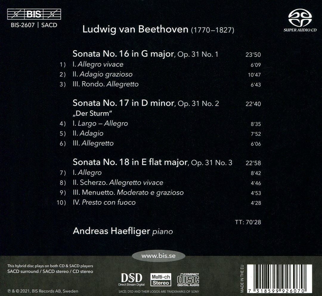 Beethoven: Piano Sonatas Op. 31 cover art