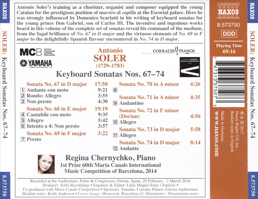 Antonio Soler: Keyboard Sonatas Nos. 67-74 cover art