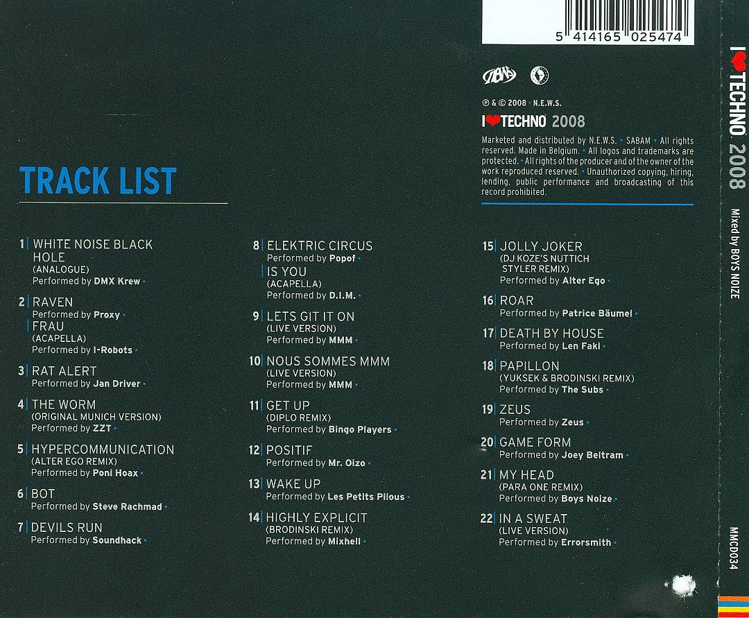 I Love Techno 2008 cover art