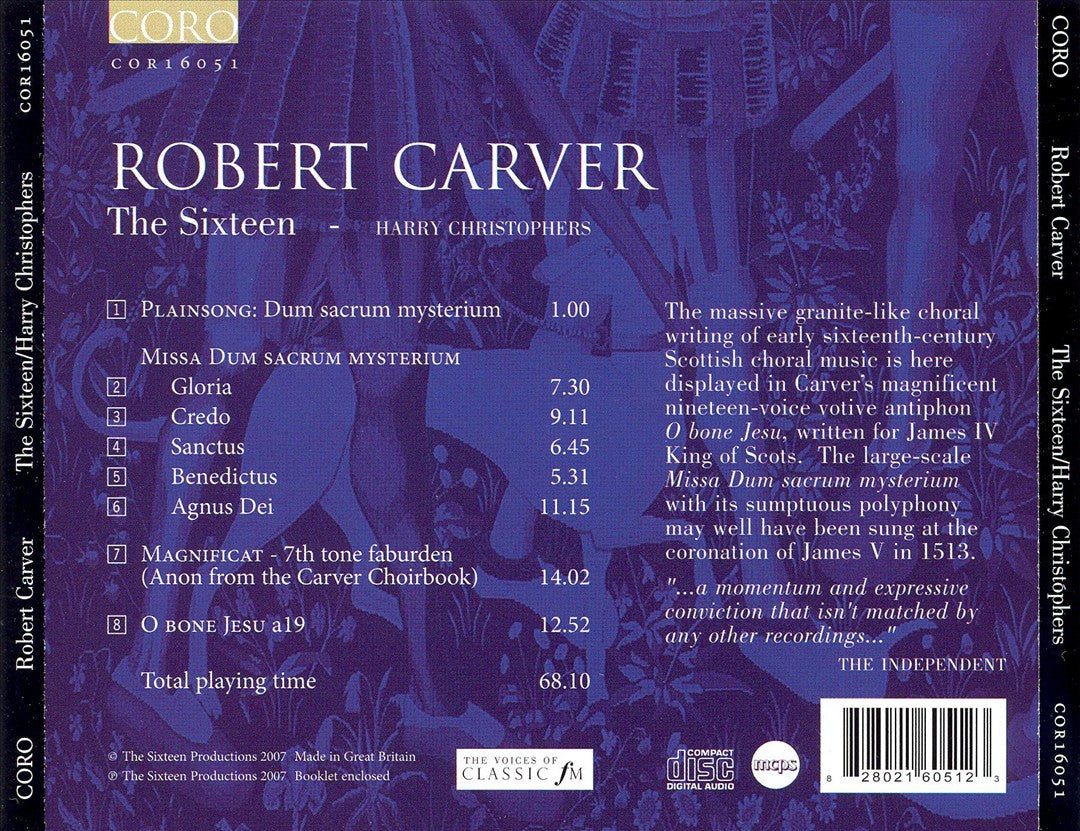 Robert Carver: O bene Jesu; Missa Dum sacrum mysterium; Magnificat cover art