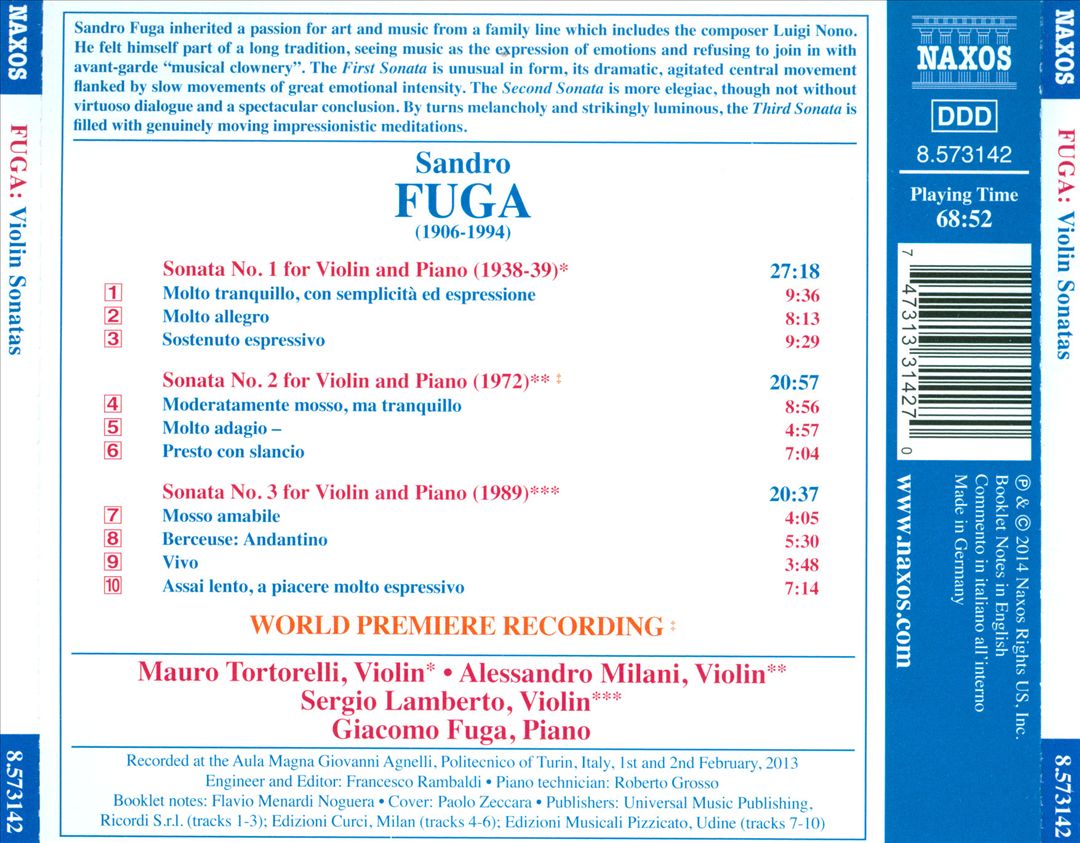 Sandro Fuga: Violin Sonatas cover art