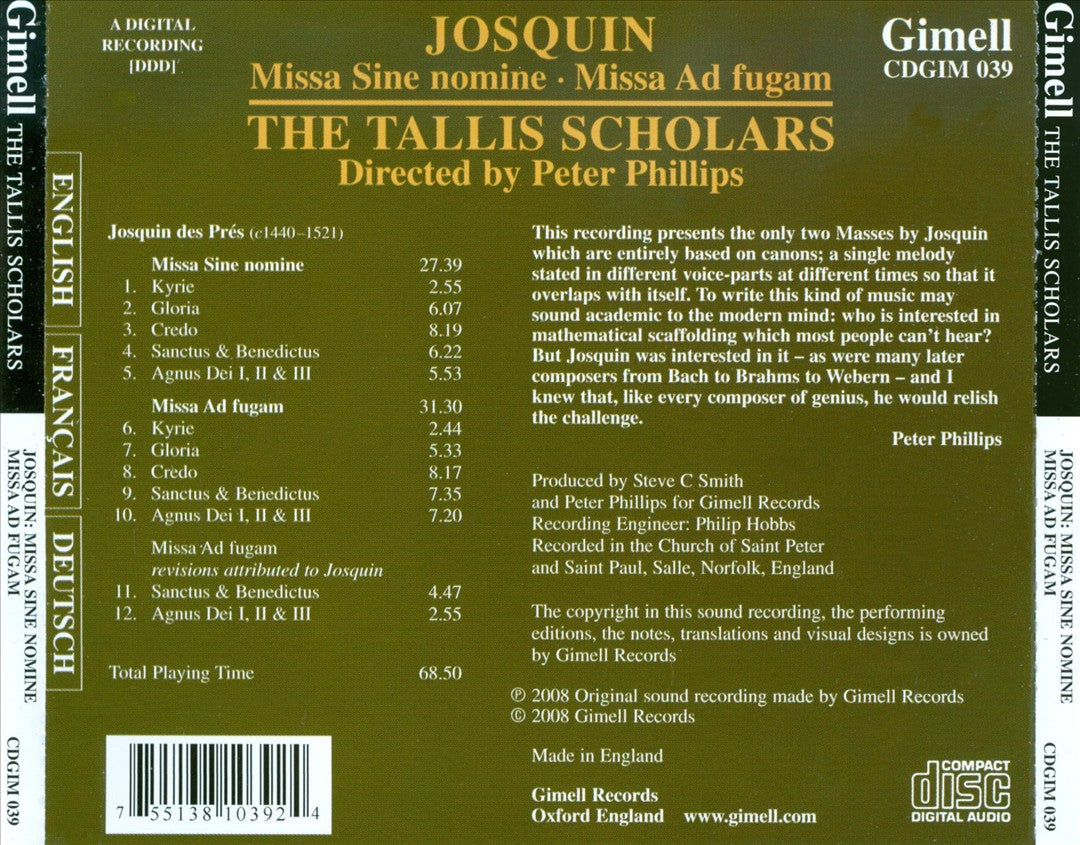 Josquin: Missa Sine Nomine; Missa Ad Fugam cover art