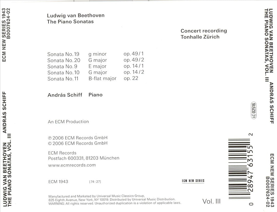 Beethoven: The Piano Sonatas, Vol. 3 - Opp. 14, 22 & 49 cover art