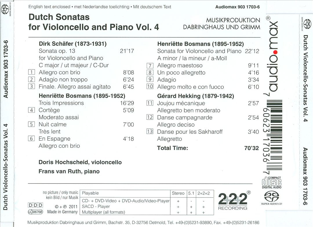Dutch Cello Sonatas, Vol. 4 cover art