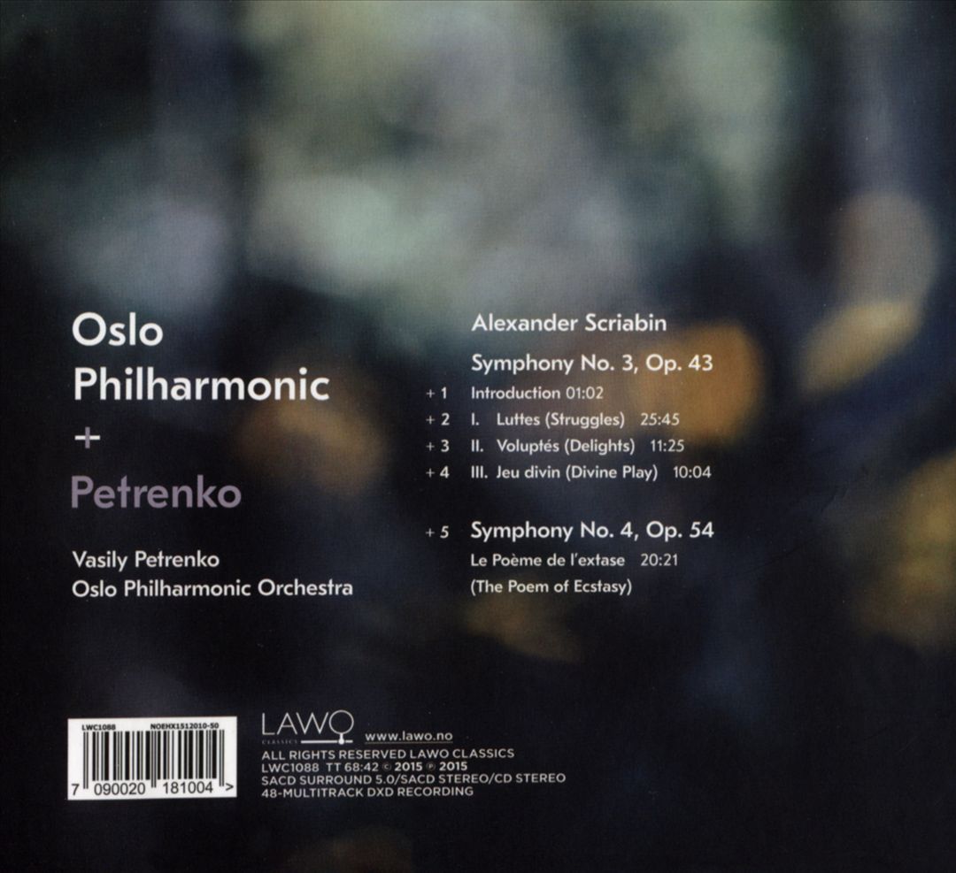 Alexander Scriabin: Symphony No. 3, Op. 43; Symphony No. 4, Op. 54 cover art