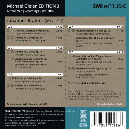 Michael Gielen Edition, Vol. 3: Brahms - The Symphonies cover art