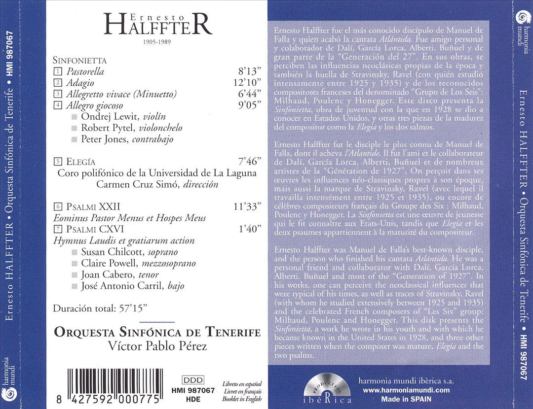 Ernesto Halffter: Sinfonietta; Elegia; Psalmi XXII & CXVI cover art