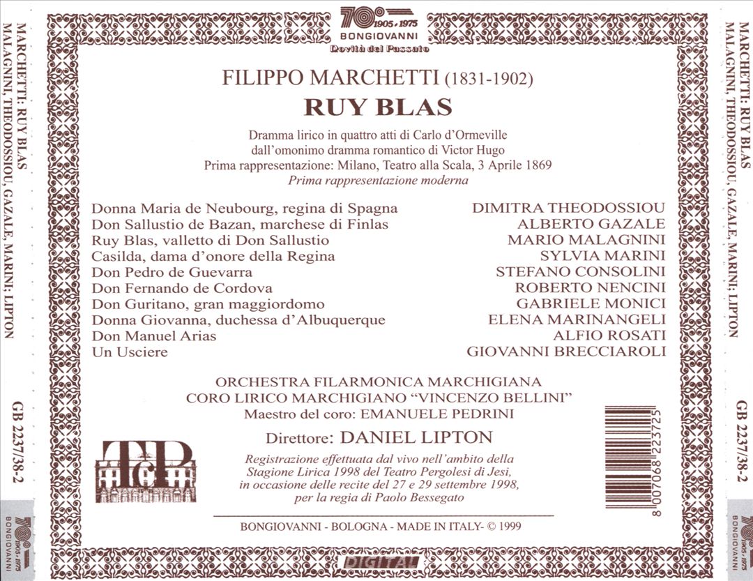 Filippo Marchetti: Ruy Blas cover art