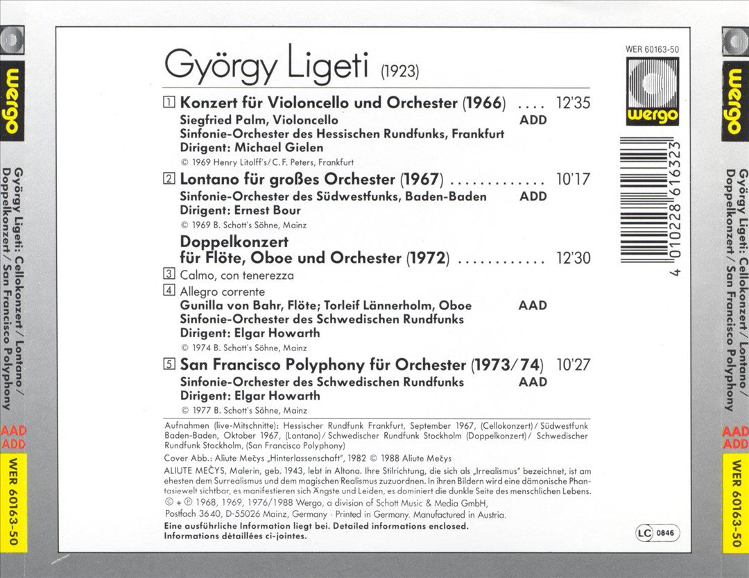Ligeti: Cello Concerto; San Francisco Polyphony cover art