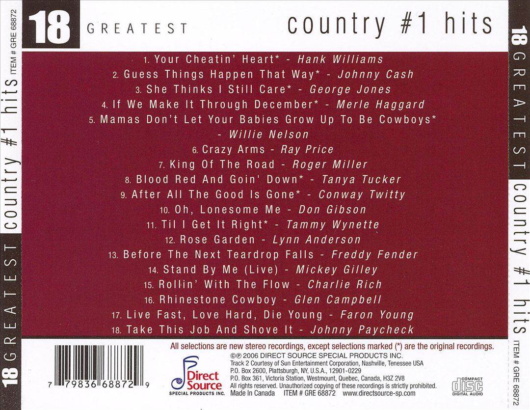 Country #1 Hits: 18 Greatest cover art