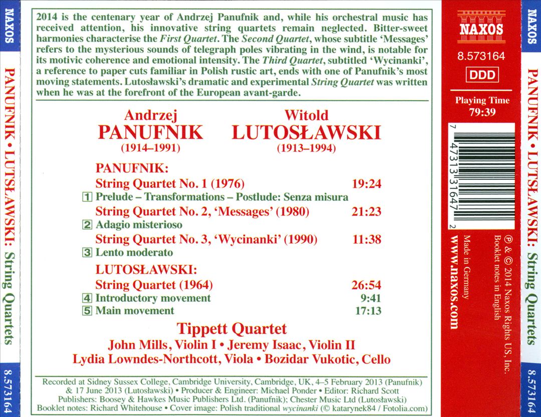Panufnik, Lutoslawski: String Quartets cover art