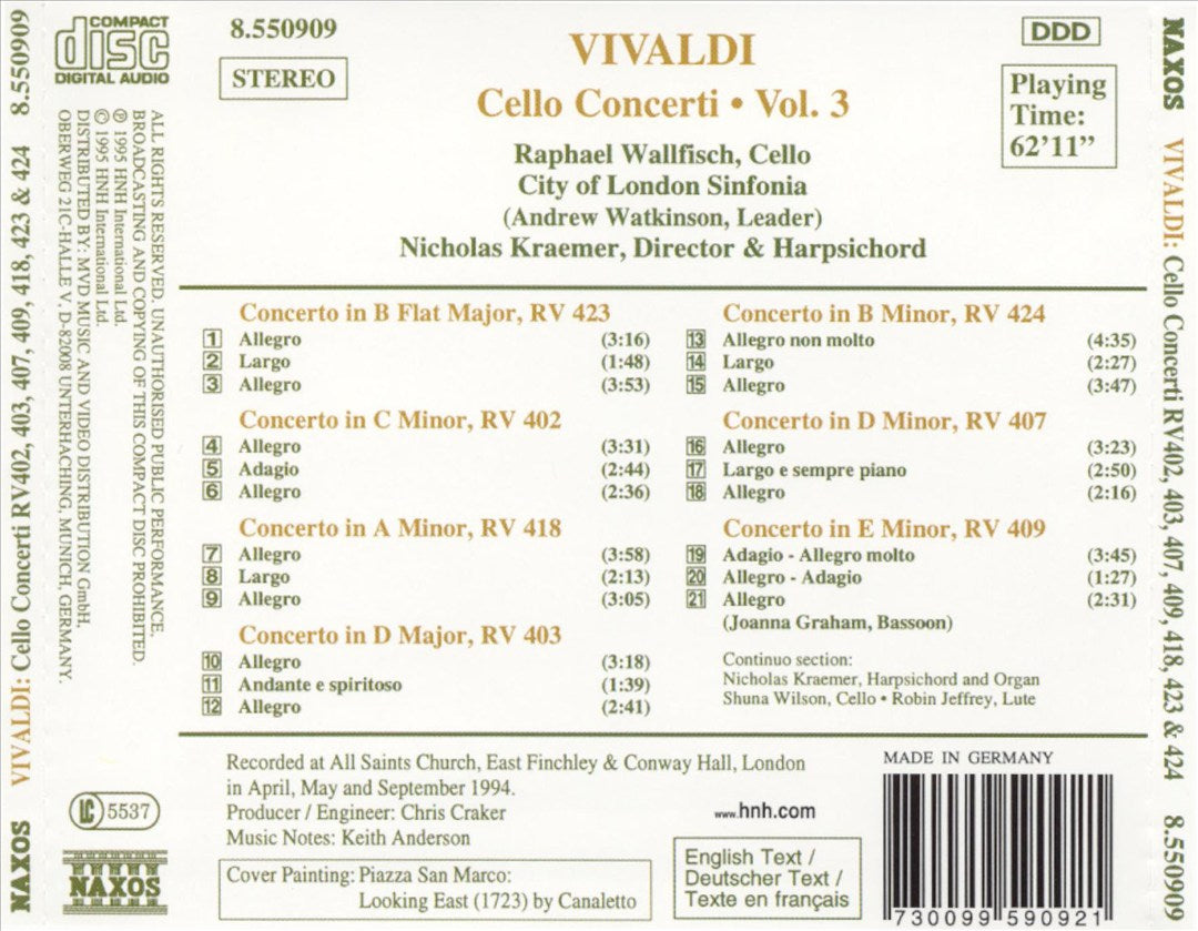Vivaldi: Cello Concerti, Vol. 3 cover art