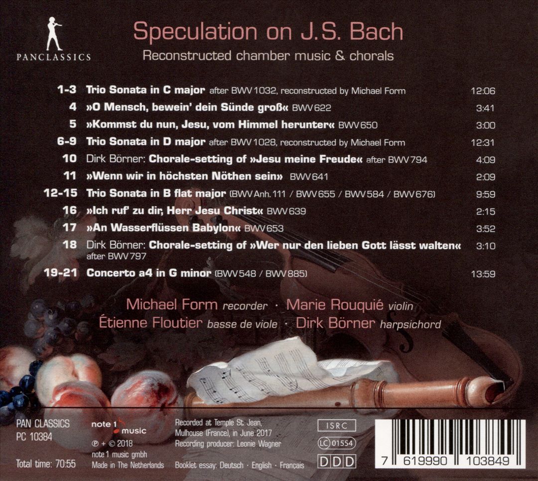Speculation on J.S. Bach: Reconstructed chamber music & chorals cover art